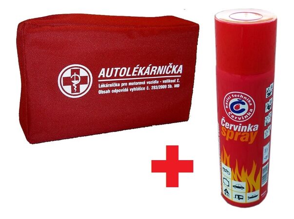 Autolékárnička + Hasící spray Pyrocool 400ml 