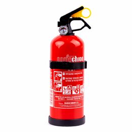 Práškový hasící přístroj ABC s manometrem a držákem, 1 kg + fixační pásky na suchý zip