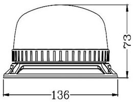 LED maják, 12-24V, 36x LED oranžový, pevná montáž, ECE R65 R10 - 136x73mm