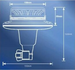 LED maják, 12-24V, 12x LED oranžový, na držák, ECE R65 R10