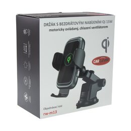 Držák s Qi dobíjením, motoricky ovládaný s chlazením, 2 typy uchycení v ceně