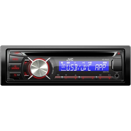 JVC autorádio s CD, MP3, USB,červeně podsvícená tlačítka a modře dispej, připj pro Bluetoo