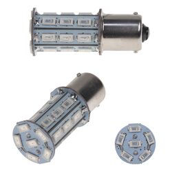 LED BA15s červená, 12V, 27LED/3SMD