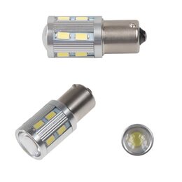BAU15S bílá, 12SMD Samsung + 3W Osram 10-30V