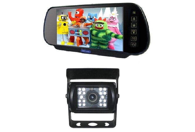 LCD do auta ve zpětném zrcátku 7" palců + Couvací kamera c107 s nočním viděním