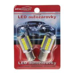 LED BA15s bílá, 12-24V, 33LED/5730SMD s čočkou
