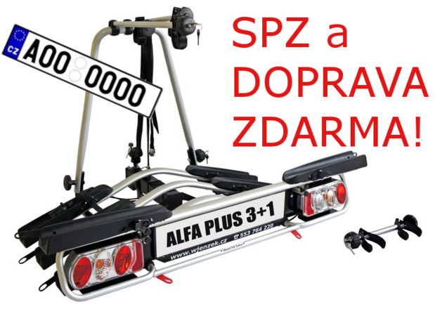 Nosič kol Wjenzek ALFA 3+1 PLUS na tažné zařízení 