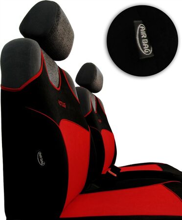 Autopotahy Active Sport Alcantara, sada pro dvě sedadla, červené
