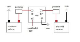 Relé pro dobíjení druhé baterie 12V/100A