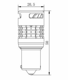 LED BAU15S oranžová, 12V, 30LED 3020SMD