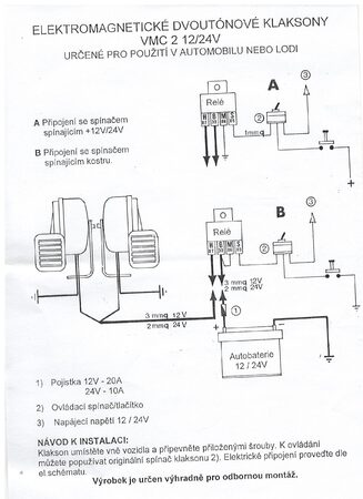 Elektromagnetický klakson VMC /2 12V TOP