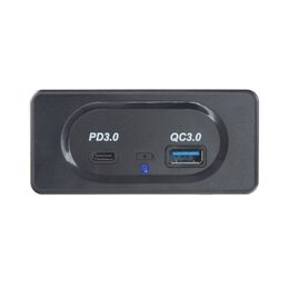 USB QC3.0 + USB-C zásuvka 12/24V, montáž na povrch