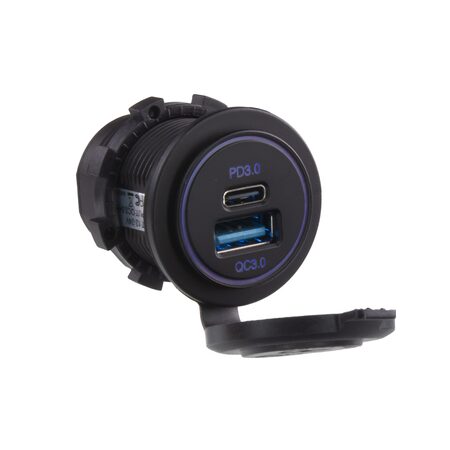 USB QC3.0 + USB-C zásuvka 12/24V