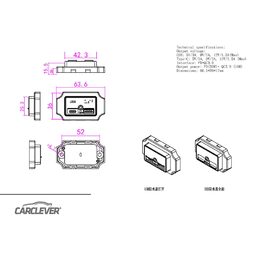 USB QC3.0 + USB-C zásuvka 12/24V, montáž na povrch