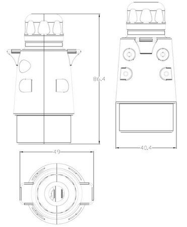 Zástrčka 7pin kovová 470x210x190mm