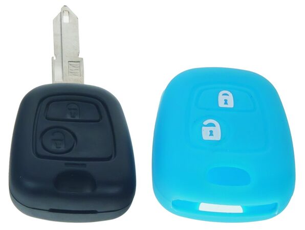 Silikonový obal pro klíč Peugeot/Citroën, 2-tlačítkový, modrý