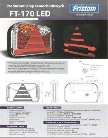 LED světlo voděodolné sdružené LED FT-170 pravé 12/24V