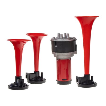 3-tónová fanfára 220mm, 12V červená s kompresorem ECE R28