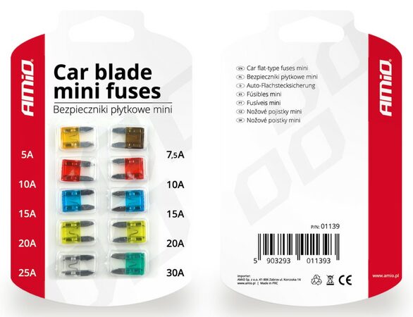 Autopojistky 10ks blistr Mini