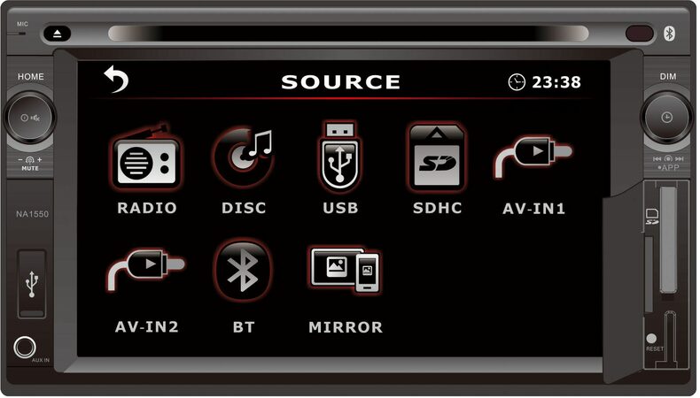 NAKAMICHI 2DIN autorádio DVD/CD/USB/SD,Bluetooth, dotykové ovládání, dálkové ovládání