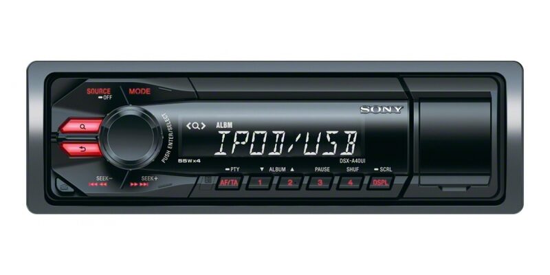 Sony autoradio bez mechaniky, USB, MP3, červená