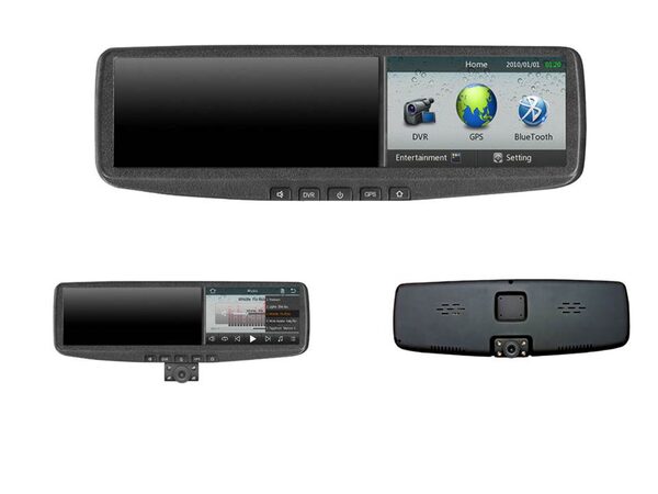 LCD monitor 4,3" na zrcátko s DVR kamerou, GPS, bluetooth handsfree