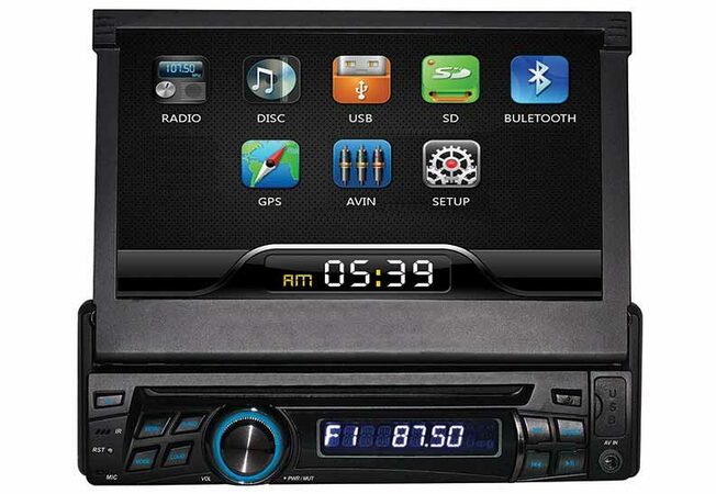 1DIN DVD autorádio s výsuvným 7" LCD, bluetooth, SD/USB/FM/DUAL-GPS/RDS/ČESKÉ MENU