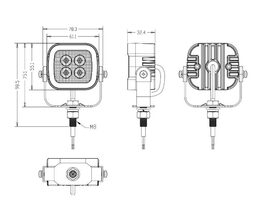 PREDATOR 4x3W LED, 12-24V, modrý, ECE R65 na U držáku