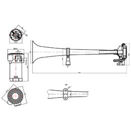 Singl-fanfára 387mm, chrom, 12V s kompresorem
