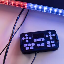 LED rampa 1240mm, oranžovo červeno/modrá+bílá, 10-30V, ECE R65