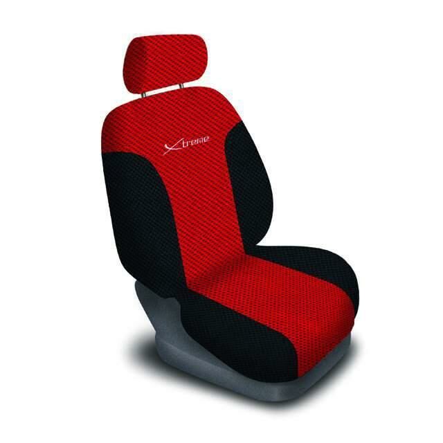 Autopotahy Fabia Trend červené dělené, 5 hlavových opěrek