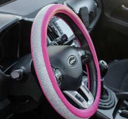 Potah volantu LUXURY s kamínky UNI 37-39cm - růžový