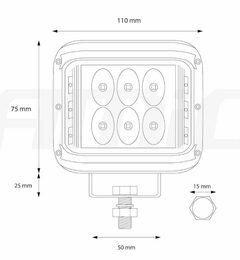 LED světlo hranaté, 6 x 5W + 6 x 3W , ECE R10, 180°