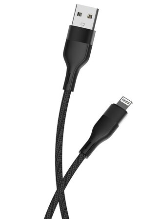 Datový kabel Lightning Maxlife MXUC-07 2,4A 1m černý opletený