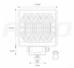 LED pracovní světlo 26 LED 9-36V 2080lm 110x110mm