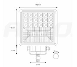 LED pracovní světlo 42 LED 9-36V 3360lm 110x110mm
