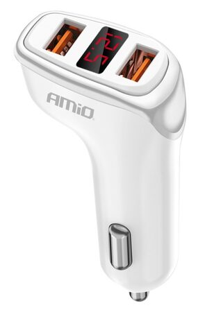 Nabíječka do auta 2x USB-A + tester napětí akumulátoru 3.1A 12/24V