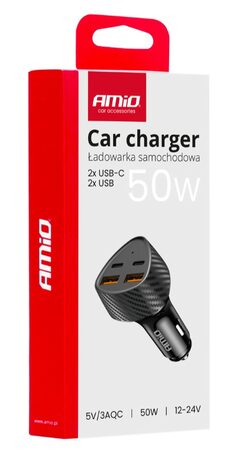 Nabíječka do auta 50W 2xUSB-A + 2xUSB-C