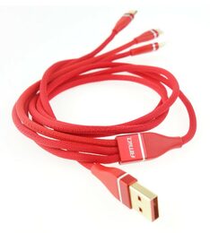Multi-kabel pro telefon USB C / micro USB 1.2m červený