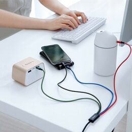 USB Kabel 4v1 černý, 1xUSB-C, 2x Lightning, 1xmicro 3,5A 1.2m