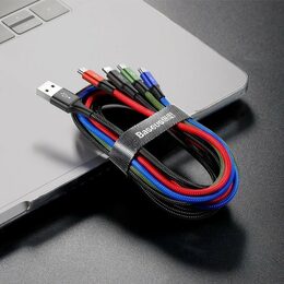 USB Kabel 4v1 černý, 2xUSB-C, 1x Lightning, 1xmicro 3,5A 1.2m