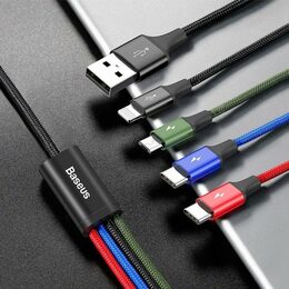 USB Kabel 4v1 černý, 2xUSB-C, 1x Lightning, 1xmicro 3,5A 1.2m