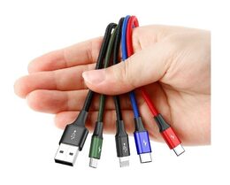 USB Kabel 4v1 černý, 2xUSB-C, 1x Lightning, 1xmicro 3,5A 1.2m