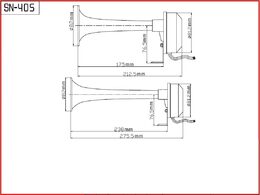Dual-fanfára 210/275mm, 12V, elektromagnetická