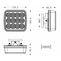 Výstražné LED světlo vnější oranžové, 12-24V 12LED 5W, ECE R65, ECE R10, 110x102 mm