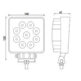 LED pracovní světlo 9xLED(3W) 10-30V, rozptýlené světlo