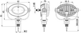 PROFI LED výstražné světlo 12-24V 3x3W bílý ECE R10 92x65mm