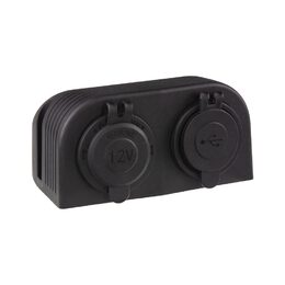 Dvojitá zásuvka s panelem 1x CL + 2x nabíječka USB voděodolná