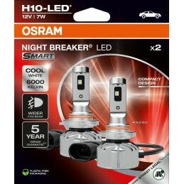 LED autožárovky OSRAM NIGHT BREAKER H10 7W bílé, 12V, HOMOLOGOVANÉ - 2 ks