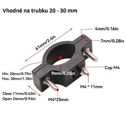 Držák na trubku na motocykl, ATV, 20-30mm